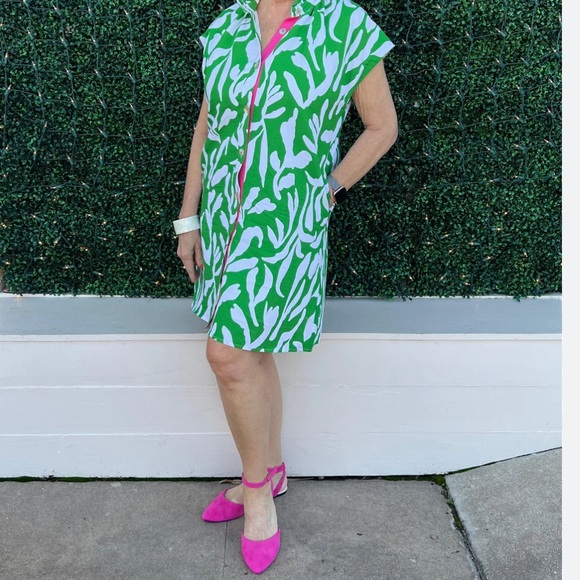 THML Avara Women's Trish Dress size medium Kelly green and pink - Picture 2 of 16